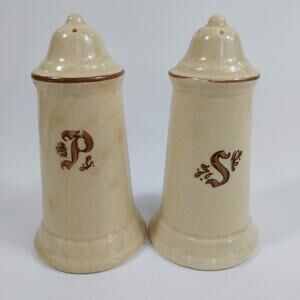 Vintage Set of Pfaltzgraff Village Pattern Stoneware Salt &‎ Pepper Shakers